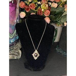 Sarah Gray stone pendant/brooch set in Silver plate, Vintage